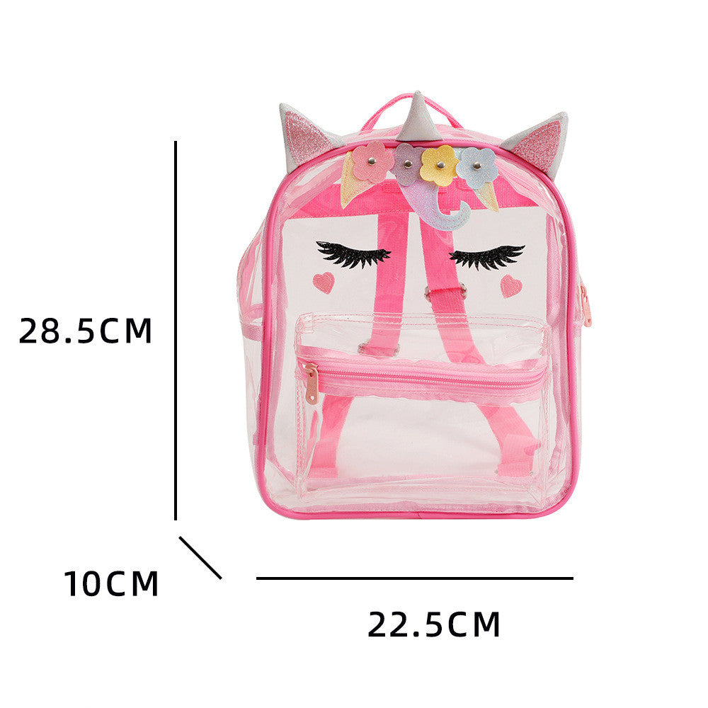 Mochila Unicórnio Transparente rosa