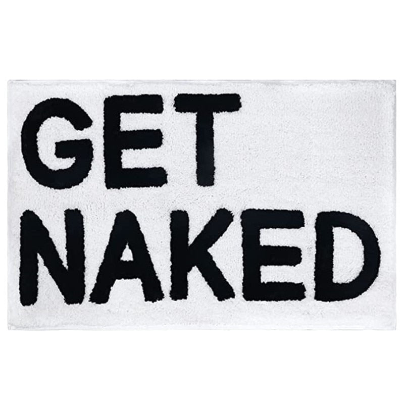 Tapete Casa de Banho Get Naked preto e branco