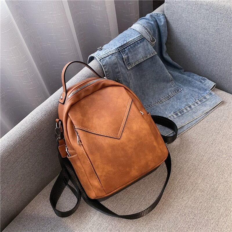 Mochila feminina pequena vintage marrom