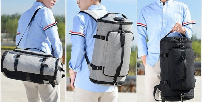 Mochila com compartimento antifurto e para sapatos conectados