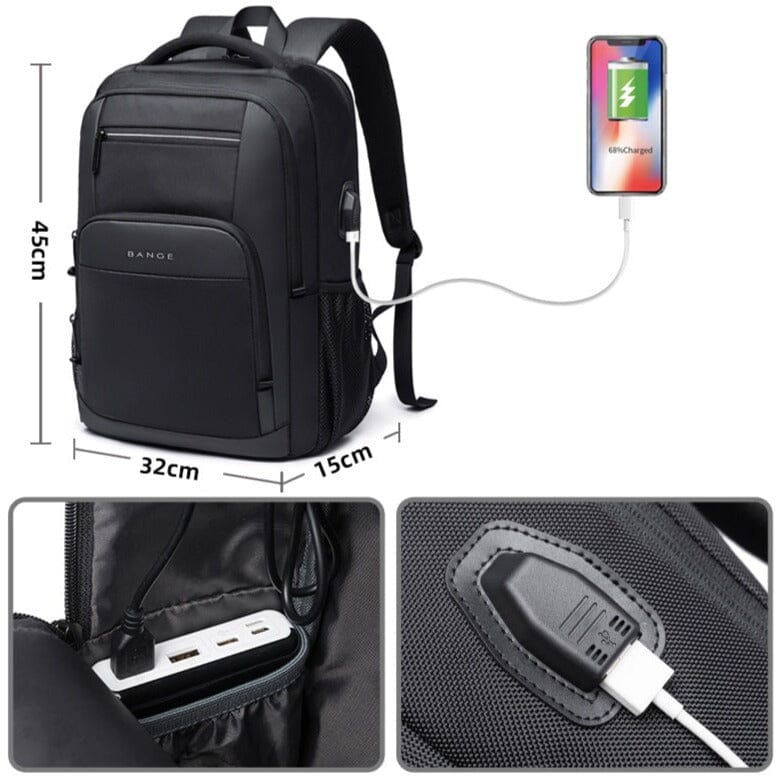 Mochila masculina conectada por USB (15,6 polegadas)