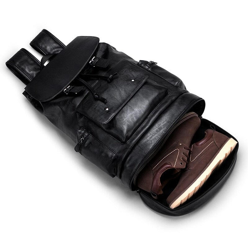 Mochila vintage masculina com compartimento para sapatos e USB