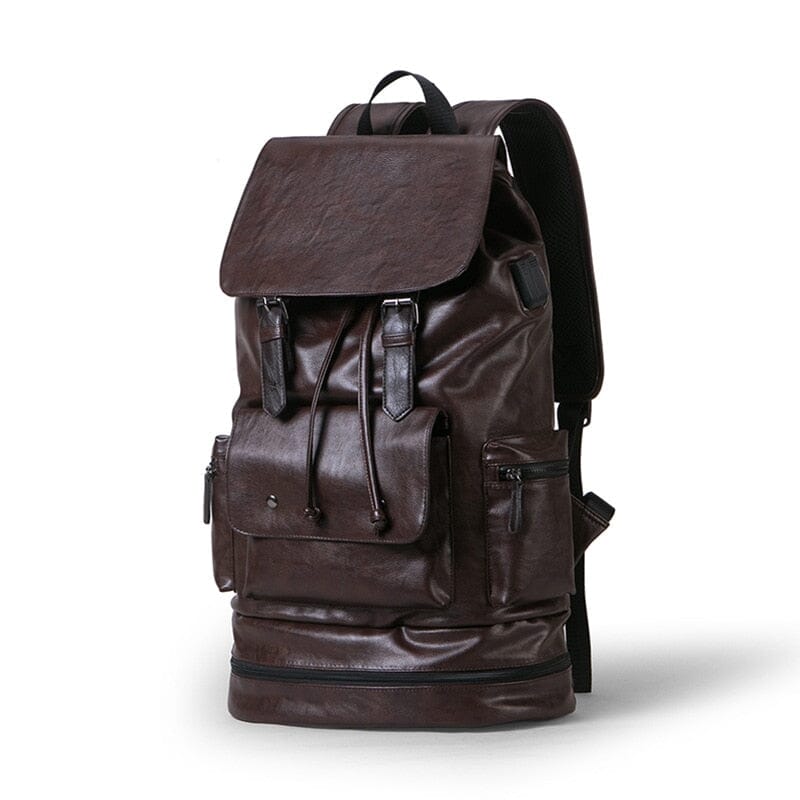Mochila vintage masculina com compartimento para sapatos e USB
