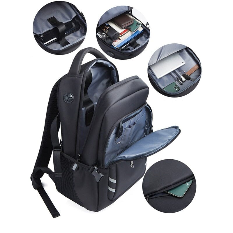 Mochila masculina para laptop de viagem conectada (15,6 polegadas)