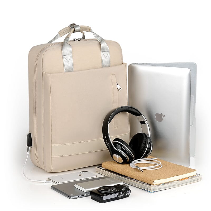Mochila de viagem USB para avião feminino