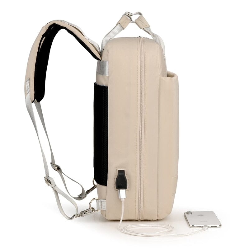 Mochila de viagem USB para avião feminino