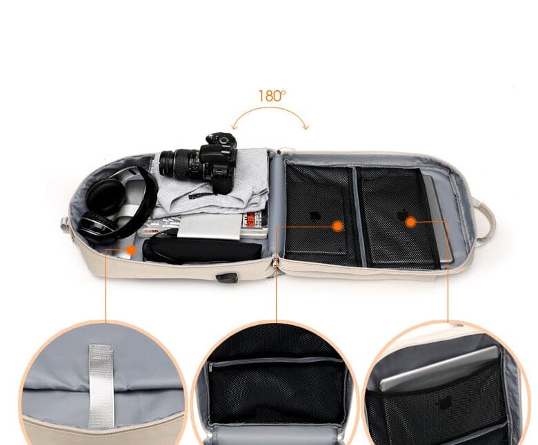Mochila de viagem USB para avião feminino