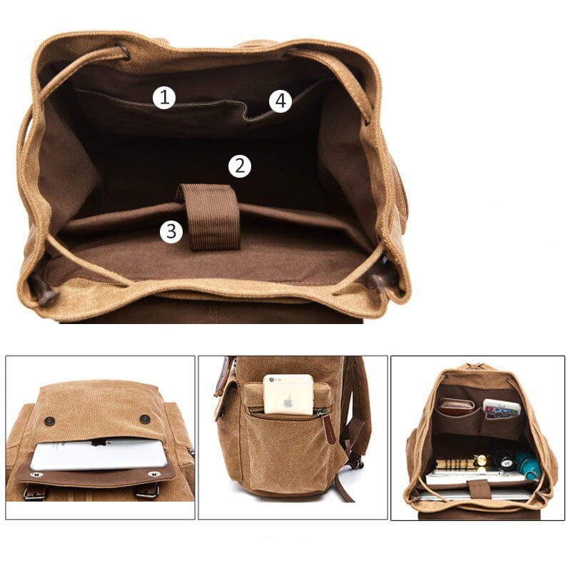 Mochila de viagem em lona vintage
