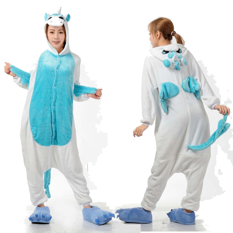 pijama unicornio kigurumi asas azuis