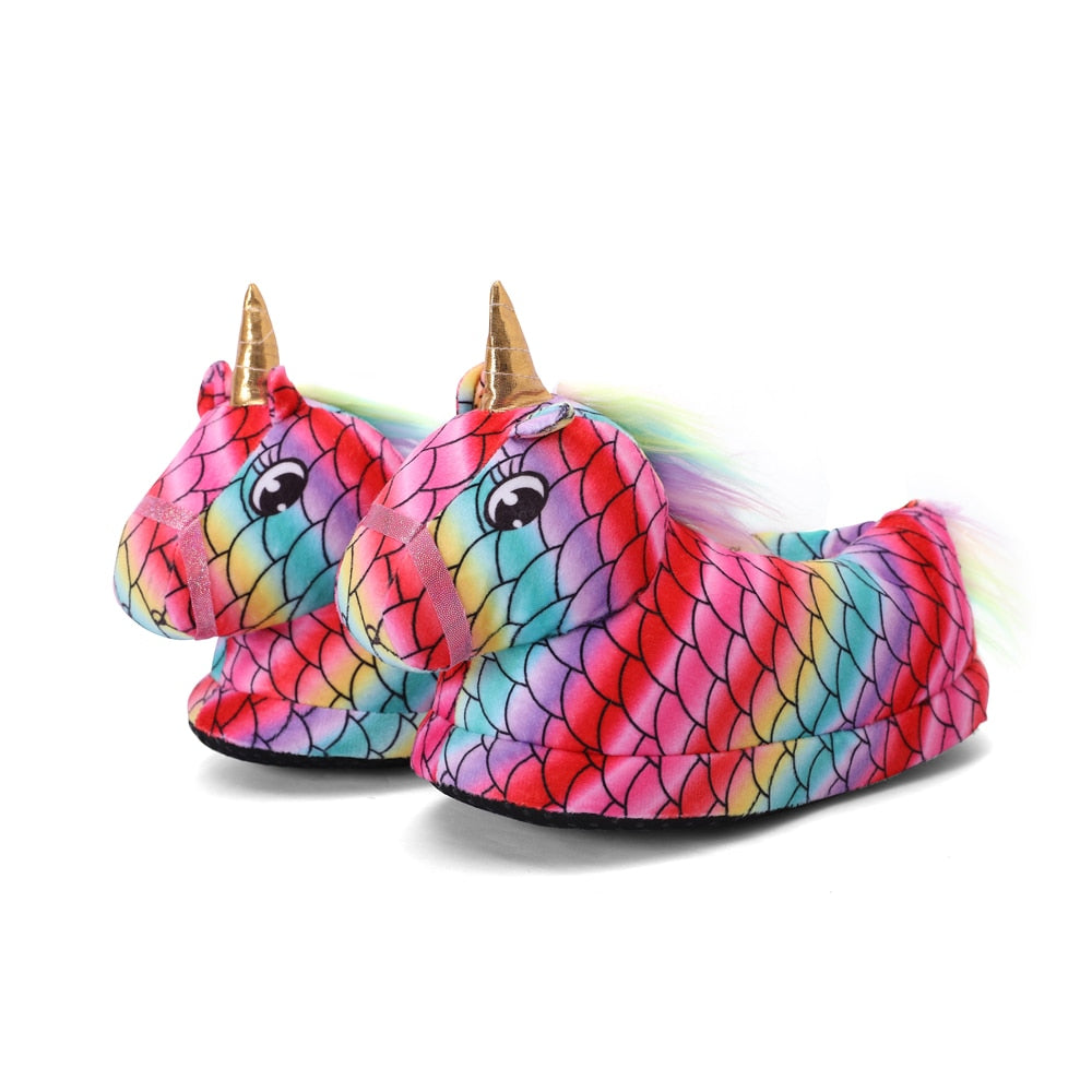 pantufas unicornio arco iris