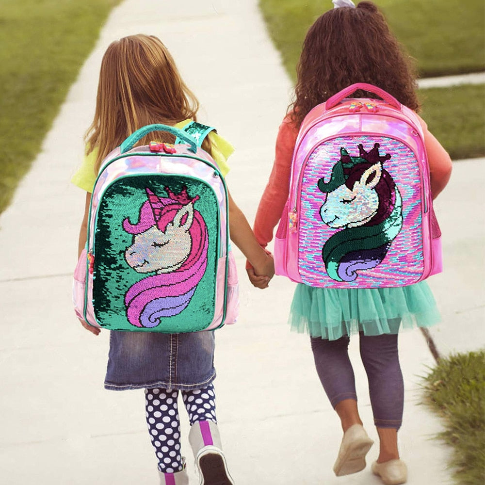 Mochilas Escolar Unicórnio Fofo com Estojo e Lancheira