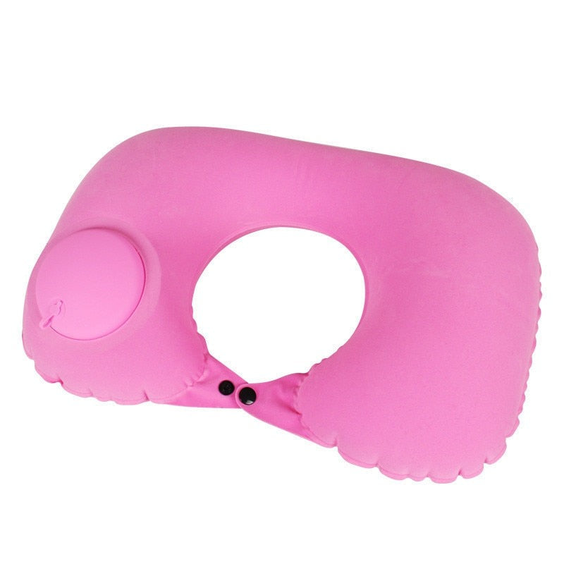 almofada viagem insuflavel rosa