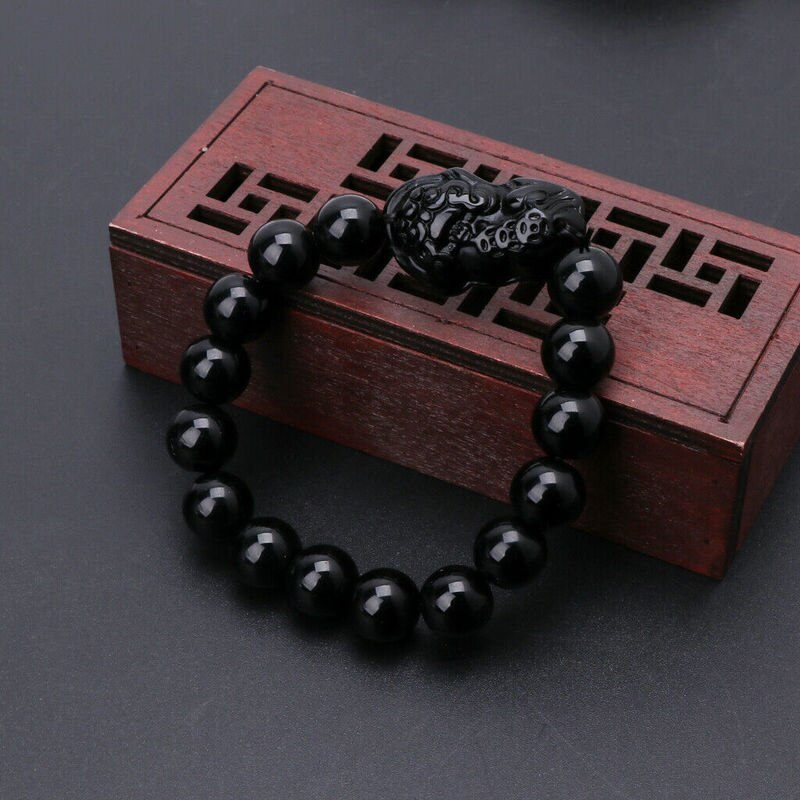 pulseira preta feng shui obsidiana