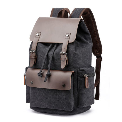 Mochila lona preta Vintage Backpack