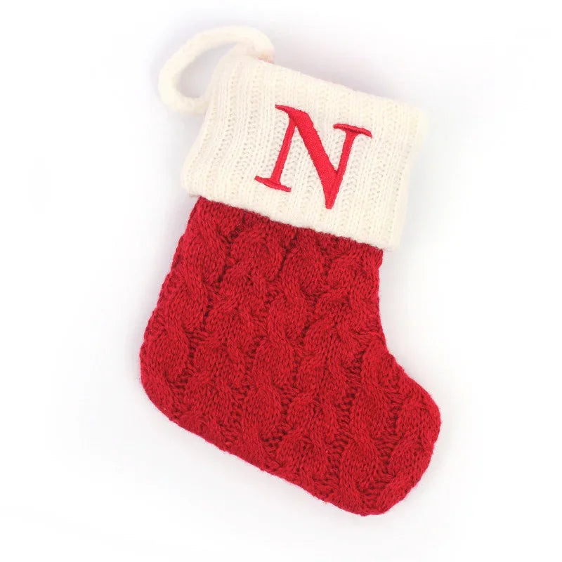 Meia de Natal com Letra N para Decoração