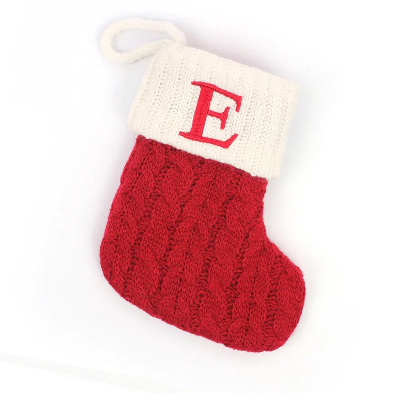 Meia de Natal com Letra E para Decoração