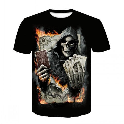 T Shirt Caveira Cartas