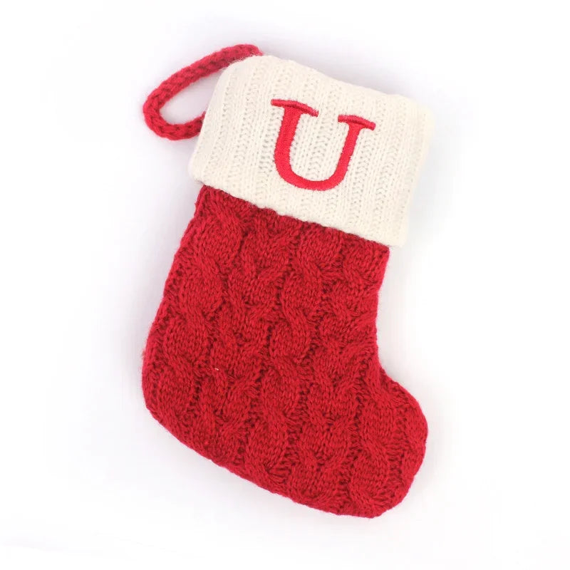 Meia de Natal com Letra U para Decoração