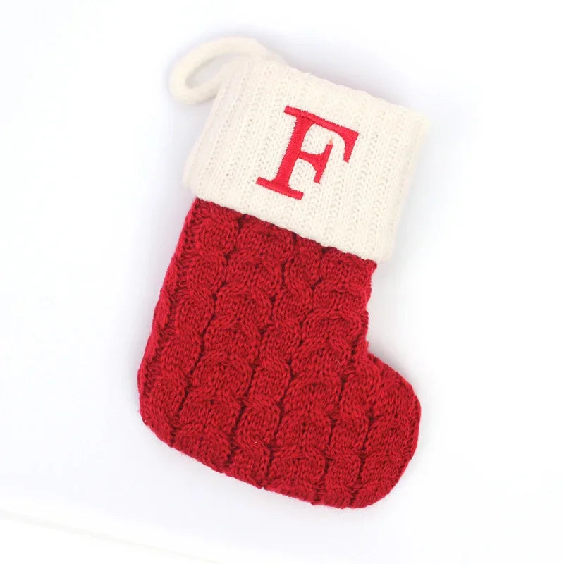 Meia de Natal com Letra F para Decoração