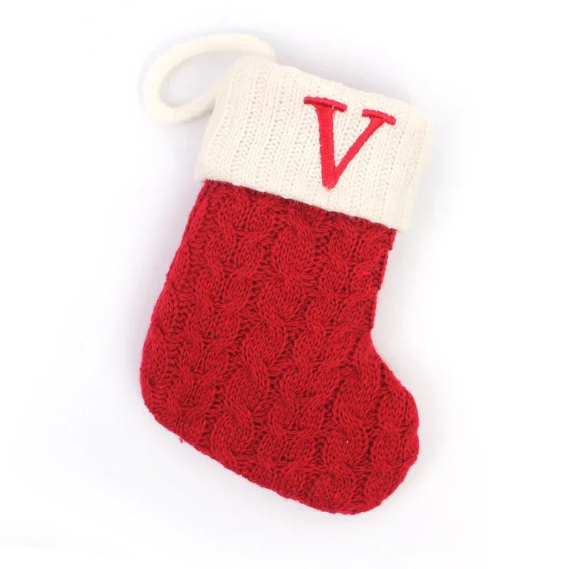 Meia de Natal com Letra V para Decoração