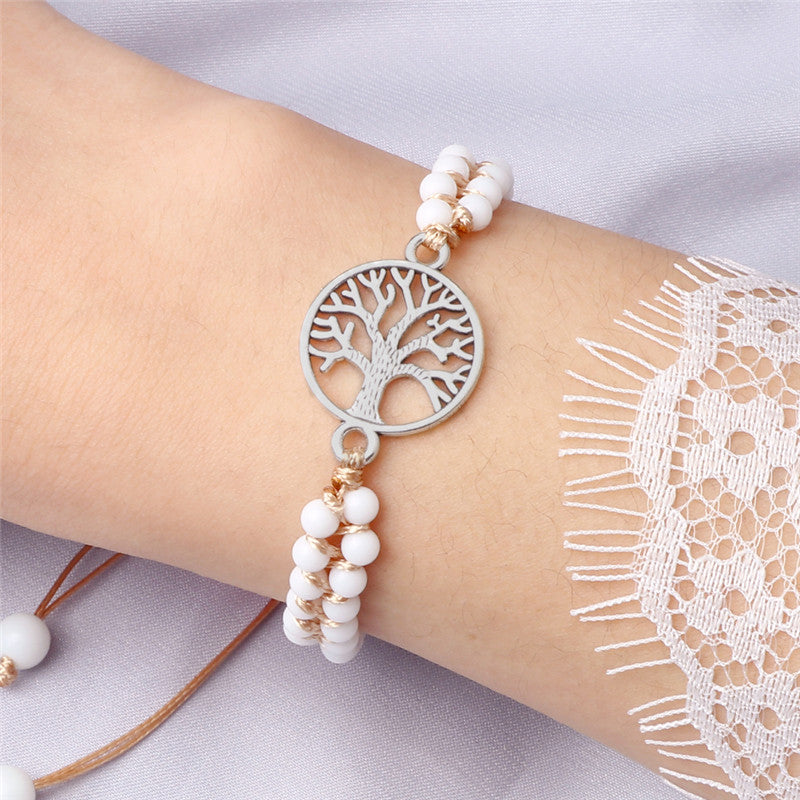 Pulseira Árvore da Vida Porcelana Branca feminina