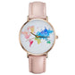 Relógio Feminino com Mapa Mundi Colorido