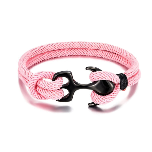 pulseira ancora nautica rosa