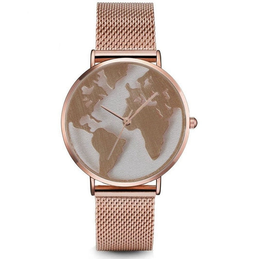 Relógio Feminino com o Mapa Mundo