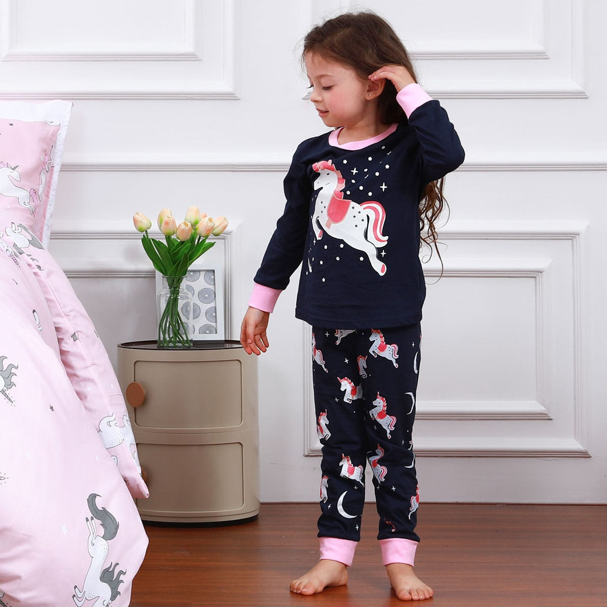 Pijama Unicornio Infantil Brilha no Escuro