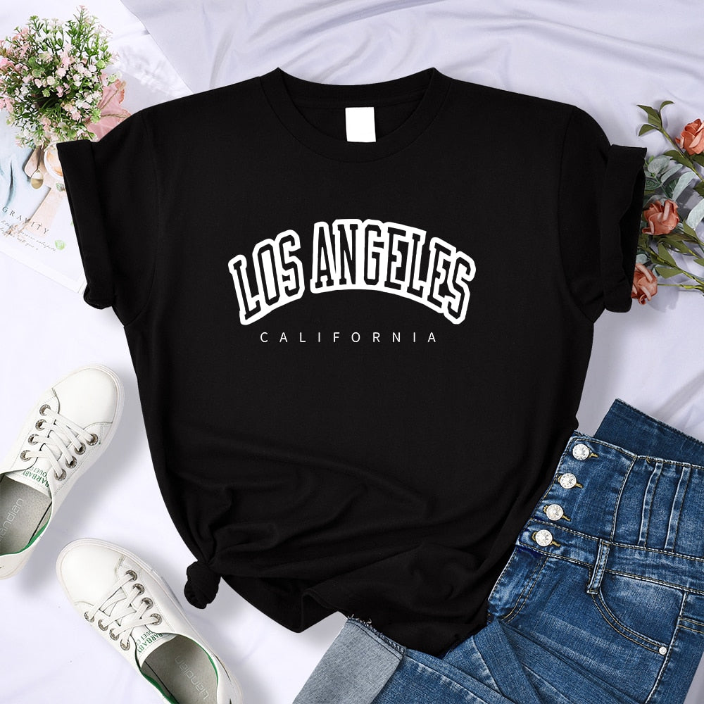 t shirt feminina los angeles california preta