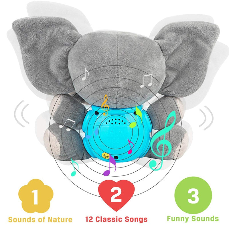 Peluche interativo elefante musica